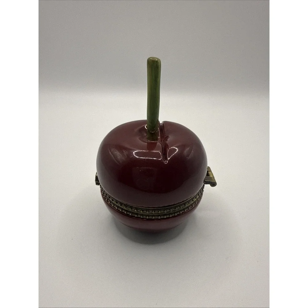 Red Apple Hinged Trinket Box